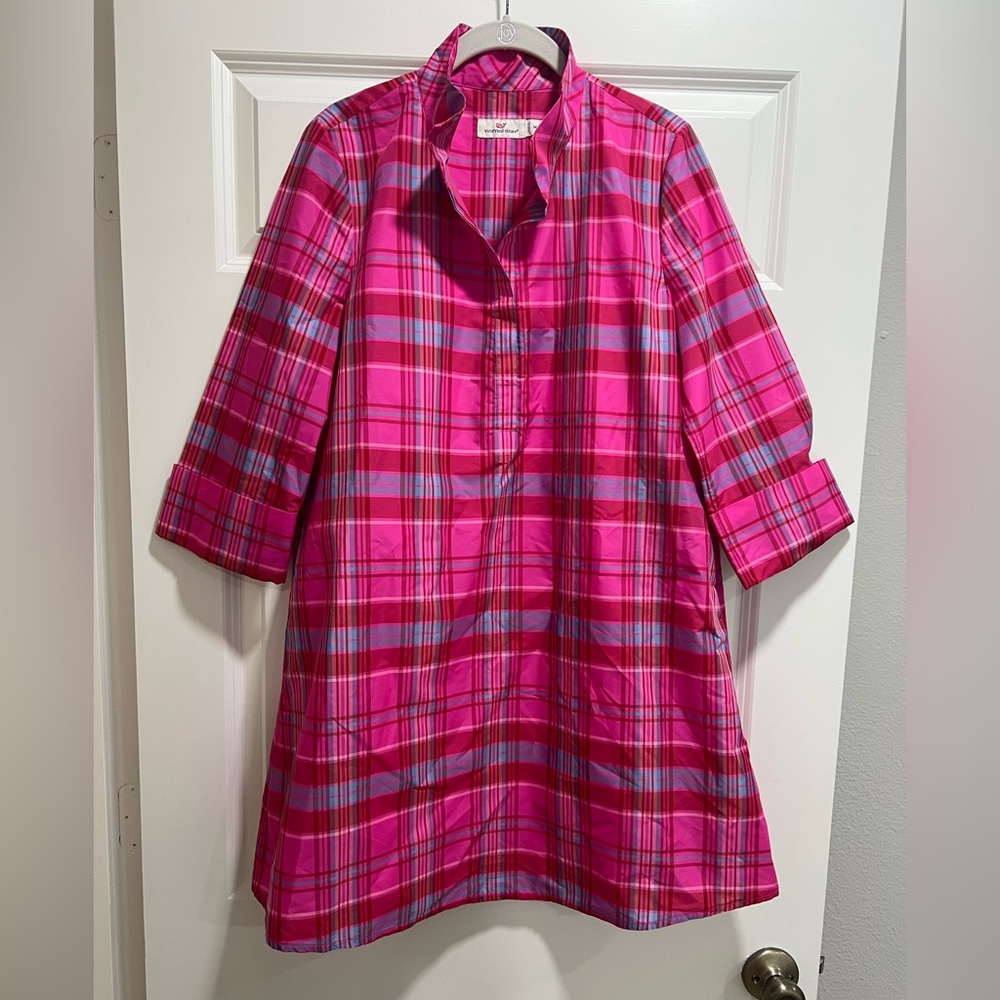 Vineyard Vines Pink Plaid Mini Dress